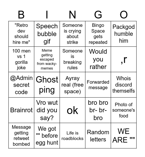 Retro dev general bingo Card