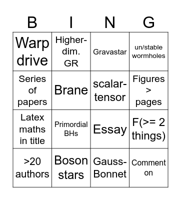 gr-qc bingo Card