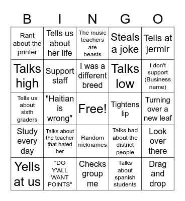 DR Bryant Bingo Card