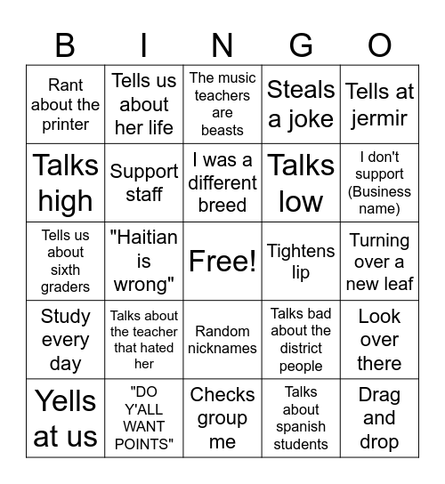 DR Bryant Bingo Card