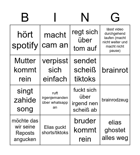 Elias Bingo Card