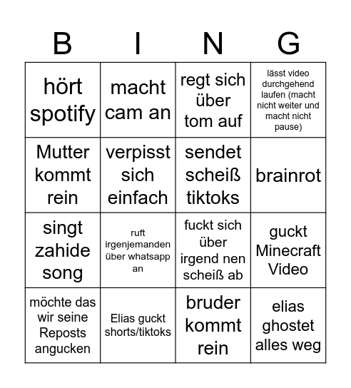 Elias Bingo Card