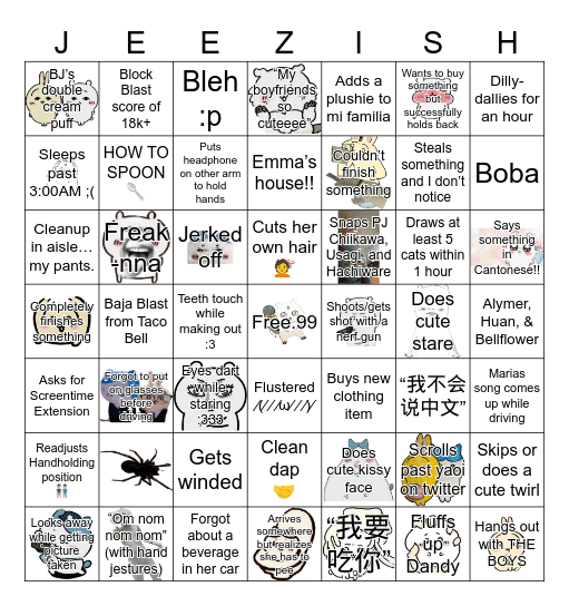 Jeezish Bingo <333 Bingo Card