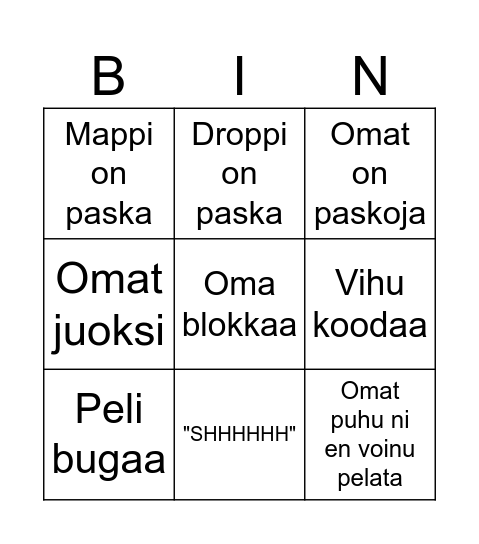 PUBG BINGO Card
