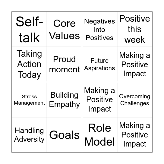 Positivity Bingo Card