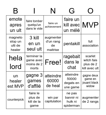 Marvel rivals 2!!! Bingo Card
