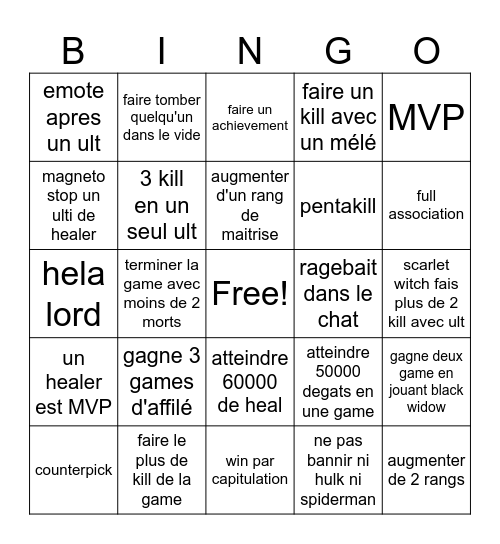 Marvel rivals 2!!! Bingo Card