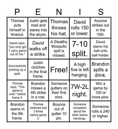 Stealthy Mosquitoes BINGO Card