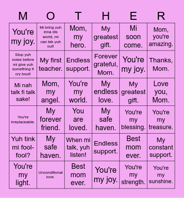 Mother's Day Bingo!!! Bingo Card
