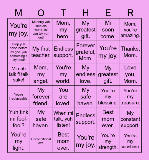 Mother's Day Bingo!!! Bingo Card
