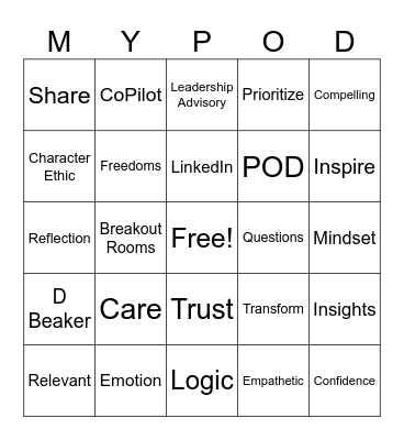 TSG May POD Bingo Card