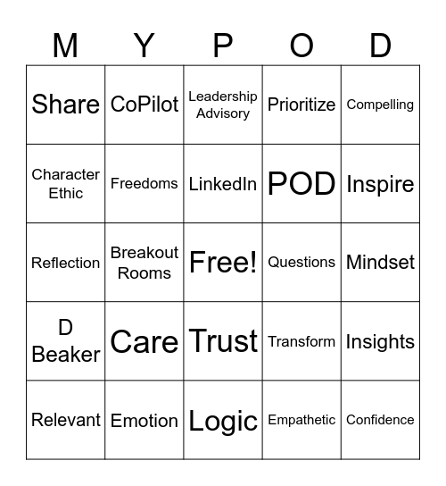 TSG May POD Bingo Card