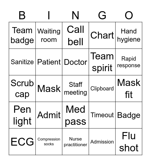 Nurses Week 2025 Bingo Card
