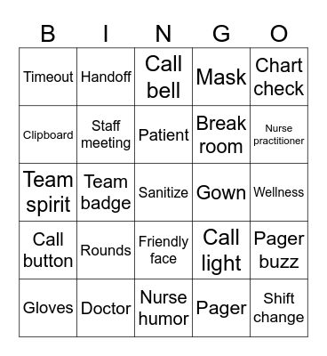 Nurses Week 2025 Bingo Card