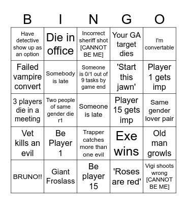 Humong Us Bingo Card