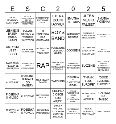 CZIKIBANSIORKOWE BINGO WERSJA ESC Bingo Card