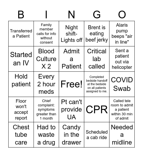 NURSE Bingo Card