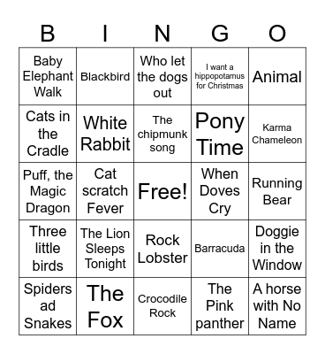Animals Bingo Card