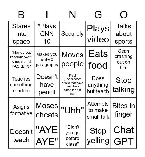 Mr Furgerson Bingo Card