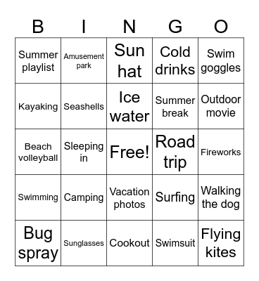 Summer Emoji Bingo! Bingo Card