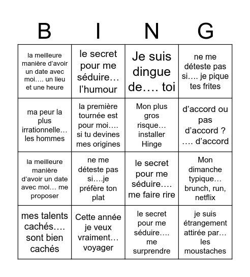 Paris Hinge Bingo Card