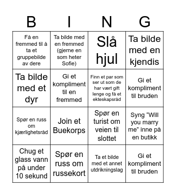 Bachelorette Bingo Card