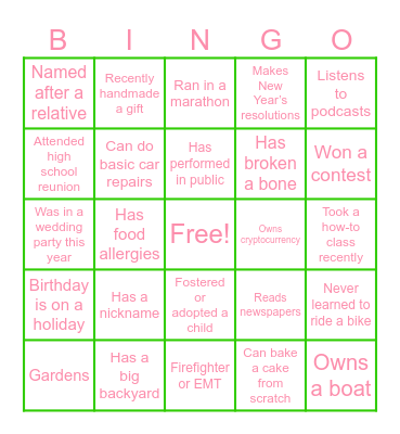 Sisterhood Bingo Bonanza Bingo Card