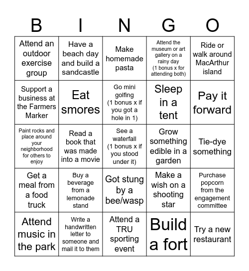 RIH SUMMMER BINGO Card
