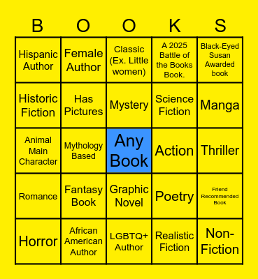 SMMS Summer Reading Bingo Board Bingo Card