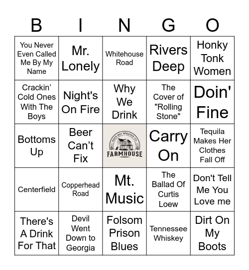 Country N Rock Bingo Card