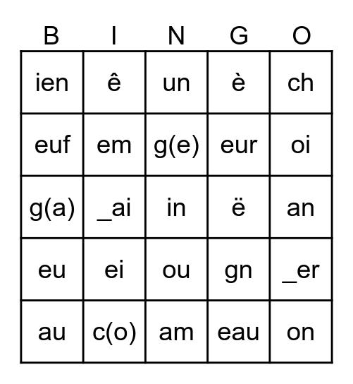 BINGO - SONS BAC 5 Bingo Card