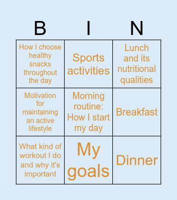 Routine of a fitness coach Bingo Card