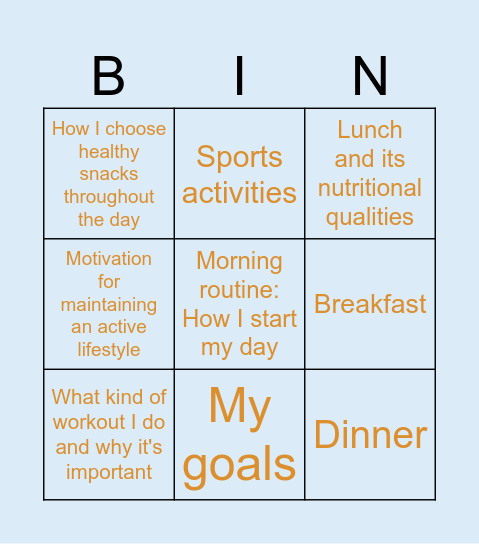 Routine of a fitness coach Bingo Card