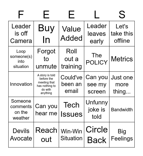 Corporate Bingo (Lilly Edition) Bingo Card