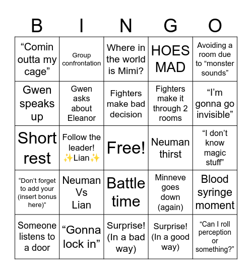 GAI (21) Bingo Card