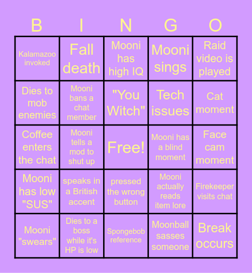 Magic Mooni Souls Bingo Card