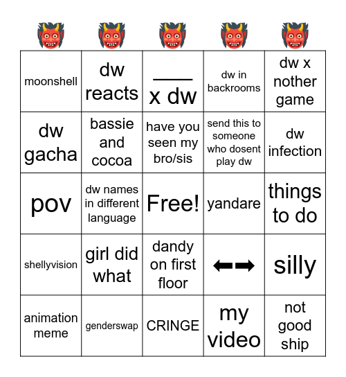 dandys world tiktok Bingo Card