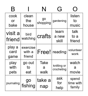 Coping with Grief Bingo Card