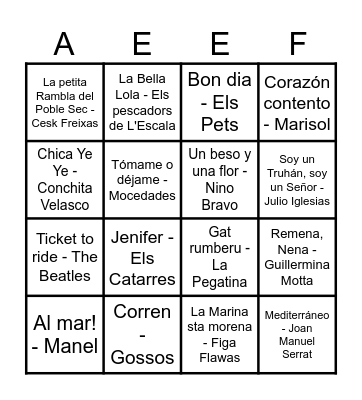 Bingo musical Bingo Card