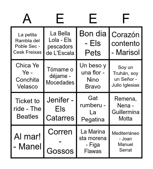 Bingo musical Bingo Card