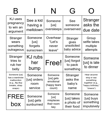BABYMOON BINGO Card