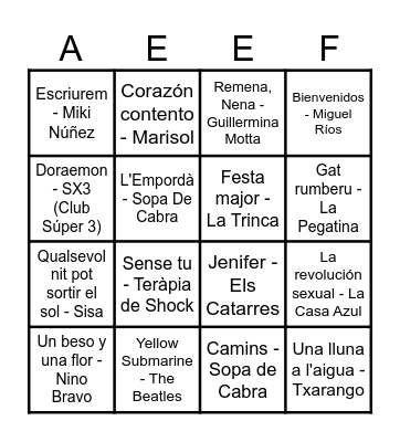 Bingo musical Bingo Card