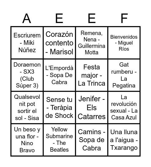 Bingo musical Bingo Card