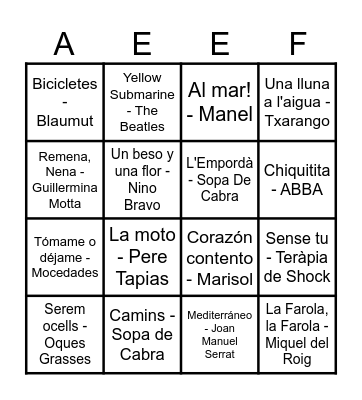 Bingo musical Bingo Card