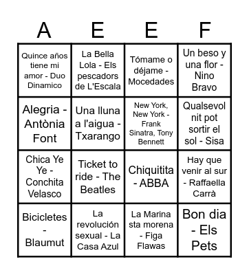 Bingo musical Bingo Card