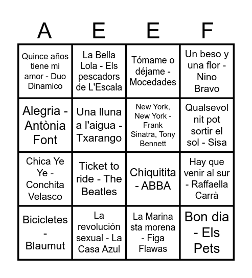 Bingo musical Bingo Card