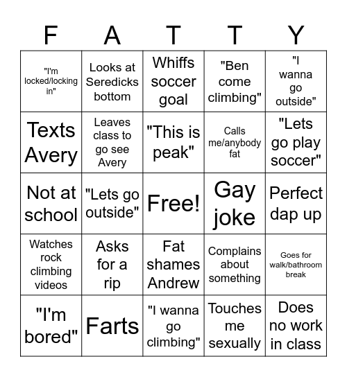 Noah Bingo Card
