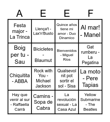 Bingo musical Bingo Card