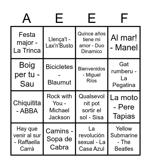 Bingo musical Bingo Card