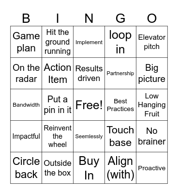 Buzzword Bingo Card